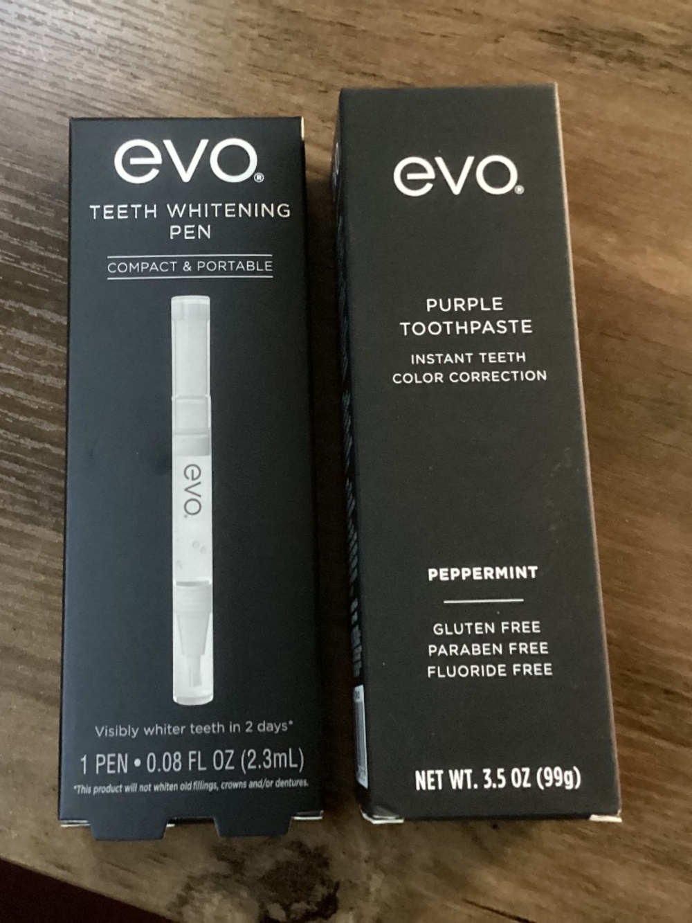 Evo Teeth Whitening Pen & Purple Toothpaste Set New